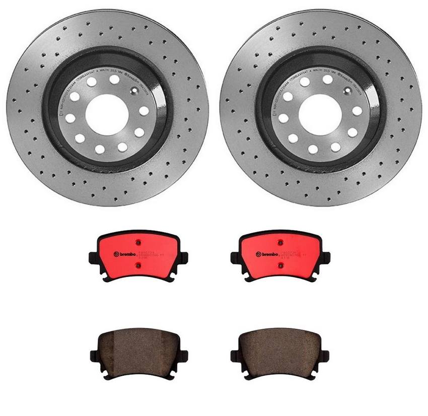 Audi VW Brakes Kit - Pads and Rotors Rear (310mm) (Xtra) (Ceramic) 8E0698451J - Brembo 2325549KIT